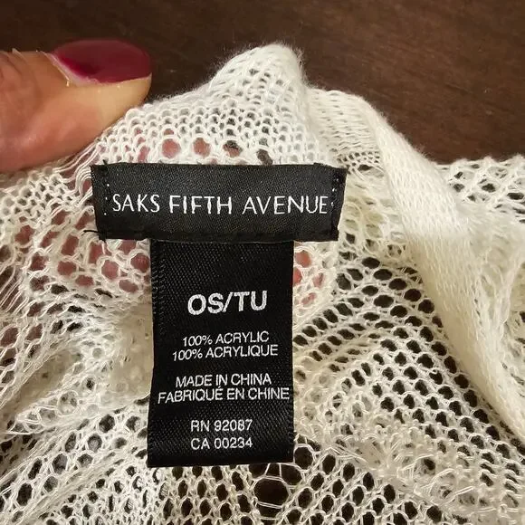 Saks Fifth Avenue Women's Crochet Fringe Cardigan Robe Size OS/TU - Picture 6 of 9